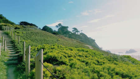 Wooden walkway steps at Sutro Heights