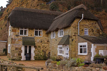 Thatched seaside cottageの写真素材