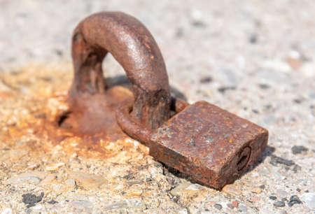 corroded and rusty old padlockの写真素材