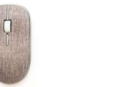 contemporary used material covered computer mouse in isolation on a white backgroundの写真素材