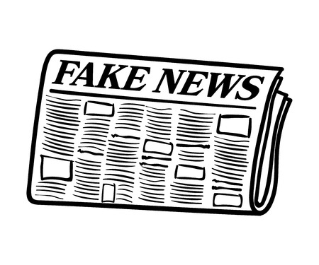 Fake News newspaper. Transparent line art isolated on white backgroundのイラスト素材