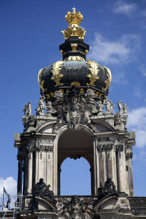 The Kronentor in the Zwinger is topped by the Polish crowne borne by four eagles.の写真素材