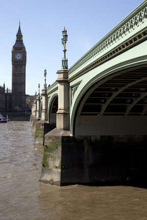Big Ben and Westminster Bridge in London.の写真素材