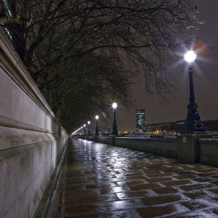 The Thames Path at Nightの写真素材