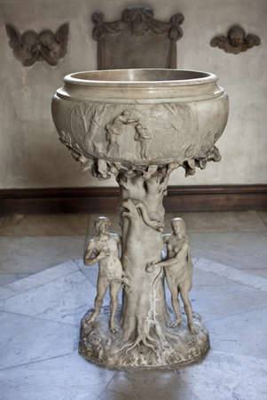 The white marble font in the Church of St  Jamesのeditorial素材