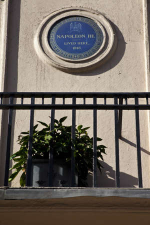 Blue plaque in King Street, London noting that Napoleon III once lived there のeditorial素材