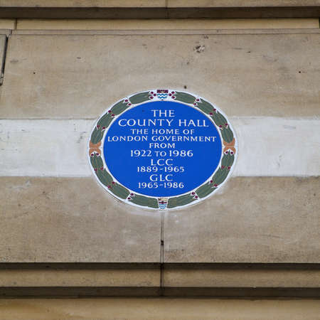 County Hall Blue Plaque in London.のeditorial素材