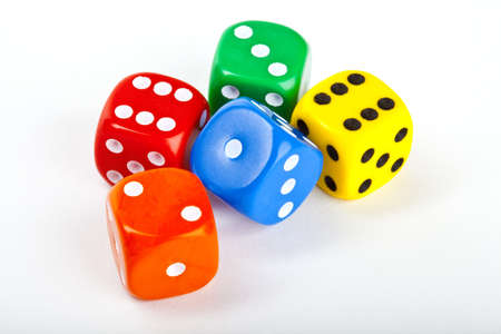 Six Dice over a white background 