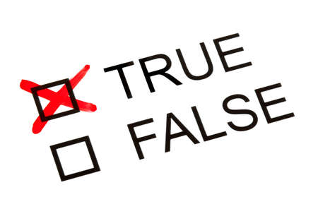 Questionnaire or survey with 'True' ticked.の写真素材