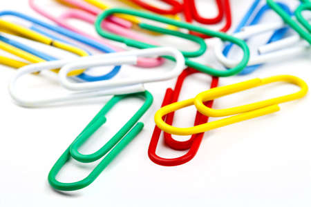 Paper Clips over a white background.の写真素材