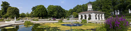 Panoramic view of the Italian Garden in Kensington Gardens, London のeditorial素材