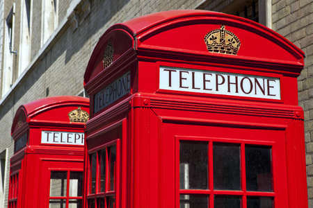 Iconic red telephone boxes in London 