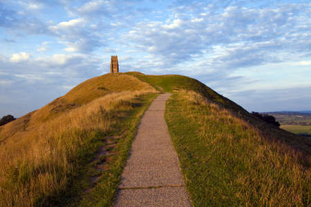 The historic Glastonbury Tor in Somerset, England の写真素材