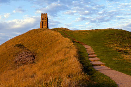 The historic Glastonbury Tor in Somerset, England の写真素材
