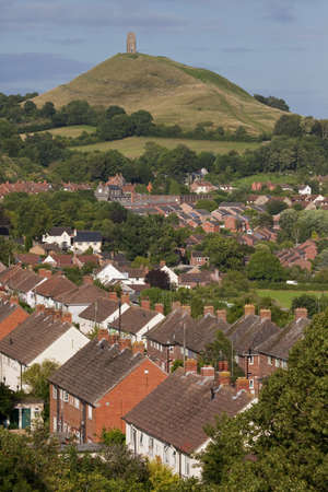 The historic Glastonbury Tor in Somerset, England の写真素材