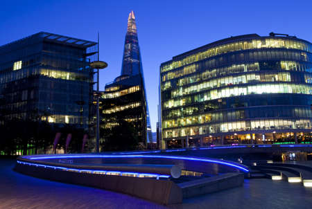 A view of the South Bank taking in the sights of The Shard and  The Scoop  in London のeditorial素材