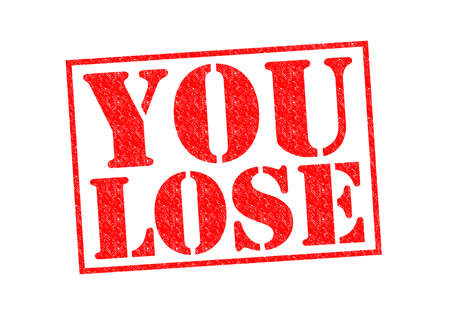 YOU LOSE Rubber Stamp over a white background.の写真素材