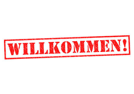 WILLKOMMEN  Rubber Stamp over a white background の写真素材