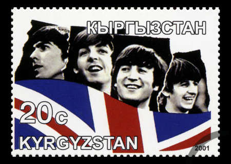 KYRGYZSTAN - CIRCA 2001: A Postage stamp from Kyrgyzstan portraying an image of The Beatles, circa 2001.のeditorial素材