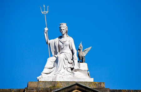 The Spirit of Liverpool white marble statue sitting proudly on top of the Walker Art Gallery in Liverpool のeditorial素材