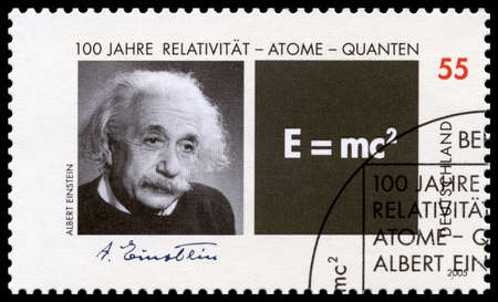 GERMANY, CIRCA 2005 - A German Postage Stamp featuring a portrait of Albert Einstein, circa 2005.