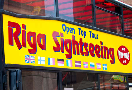 RIGA, LATVIA - JUNE 1ST 2014  A Riga Sightseeing Tour Bus in Riga, Latvia on 1st June 2014 のeditorial素材