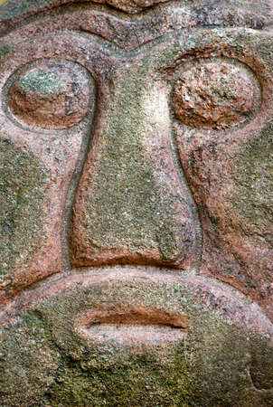 A Stone Head located in Livu Square in Riga, Latvia 