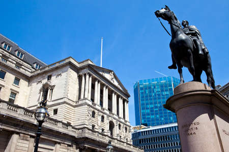 The Duke of Wellington statue situated outside the Bank of England in London.のeditorial素材