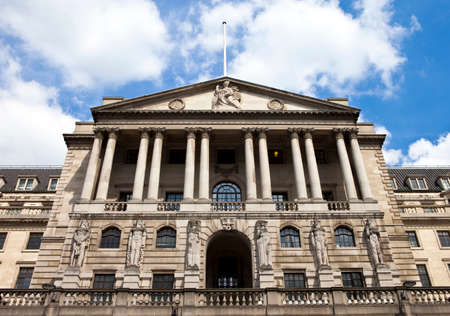 The architecture of the Bank of England located in the City of London のeditorial素材