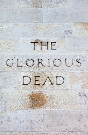 The Glorious Dead Inscription on the Cenotaph War Memorial in London.の写真素材
