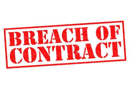 BREACH OF CONTRACT red Rubber Stamp over a white background.の写真素材