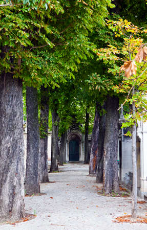 The historic Passy Cemetery in Paris, France.の写真素材