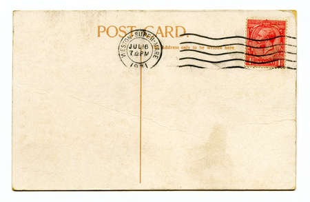 A vintage Postcard over a plain white background.のeditorial素材