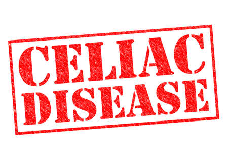 CELIAC DISEASE red Rubber Stamp over a white background.の写真素材