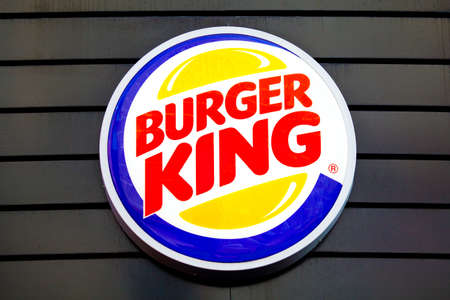 LONDON, UK - NOVEMBER 29TH 2014: The sign for a 'Burger King' fast food outlet in central London, on 29th November 2014.のeditorial素材