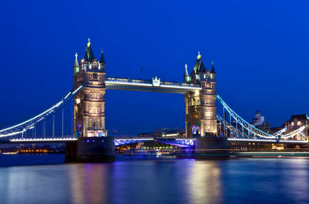 A beautiful view of Tower Bridge in London at night.の写真素材