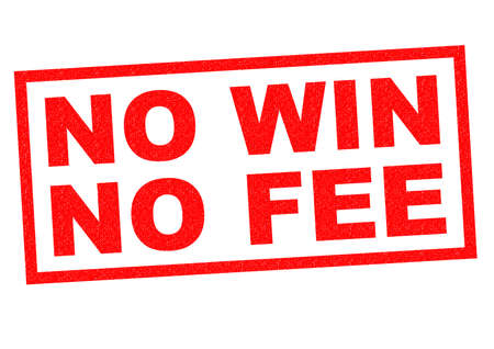 NO WIN NO FEE red Rubber Stamp over a white background.の写真素材