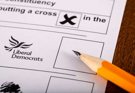 LONDON, UK - MAY 7TH 2015: Liberal Democrats on a UK Ballot Paper for a General Election, on 7th May 2015.のeditorial素材