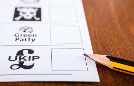 LONDON, UK - MAY 7TH 2015: UKIP (UK Independence Party) on a British Ballot Paper for a General Election, on 7th May 2015.のeditorial素材