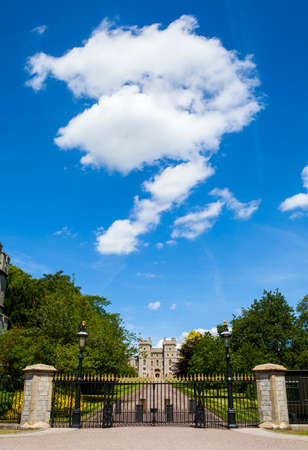 View of the entrance to Windsor Castle in Berkshire, England.のeditorial素材
