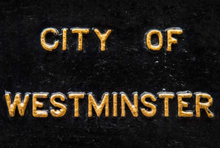 City of Westminster spelt in gold lettering.のeditorial素材