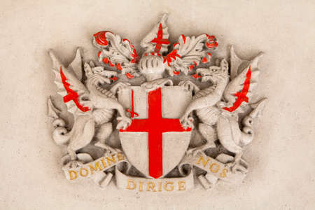 The City of London Crest on Guildhall in London.のeditorial素材