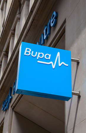 LONDON, UK - JUNE 10TH 2015: The Bupa sign outside a Bupa Health Centre in London, on 10th June...