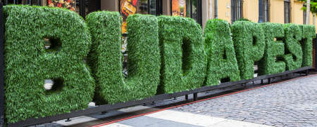 The word BUDAPEST spelt out with artificial grass.の写真素材
