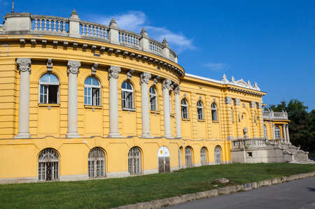 The exterior of the Palace that houses the Szechenyi Baths in Budapest, Hungary.のeditorial素材