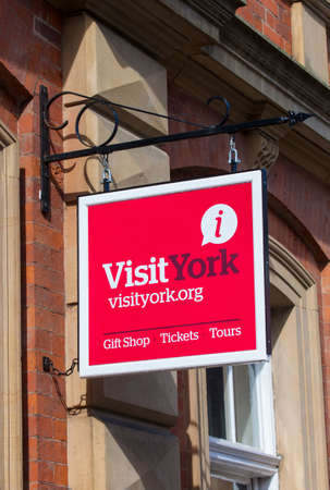 YORK, UK - AUGUST 28TH 2015: The sign for the Visit York Tourist Office in York, on 28th August 2015.のeditorial素材