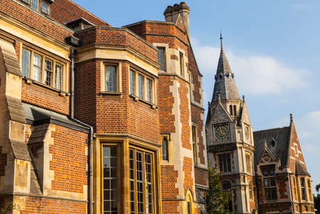 A view of the beautiful architecture inside one of the courts in Pembroke College in Cambridge, UK.のeditorial素材
