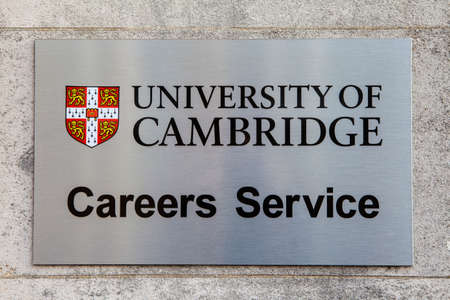 CAMBRIDGE, UK - OCTOBER 4TH 2015: A sign at Cambridge University marking the location of the Careers Advice Centre in Cambridge, on 4th October 2015.のeditorial素材