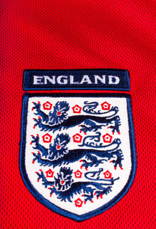 LONDON, UK - OCTOBER 19TH 2015: The Three Lions on an England football shirt, on 19th October 2015.