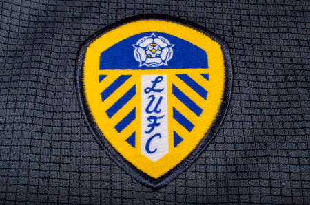 LONDON, UK - OCTOBER 19TH 2015: The club crest on a Leeds United FC shirt, on 19th October 2015.のeditorial素材